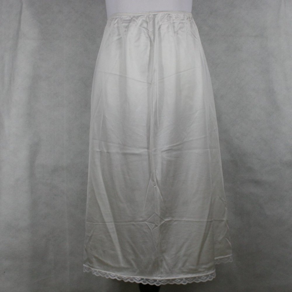 Vintage 90's Warner's Perfect Measure White Antron Nylon Long Half Slip SZ M EUC